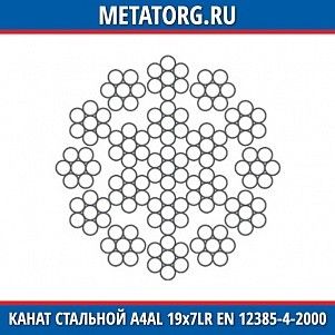 Канат стальной 17 мм A4AL 19х7LR EN 12385-4-2000